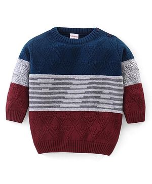 Babyhug Knit Full Sleeves Striped Design Sweater - Multicolor