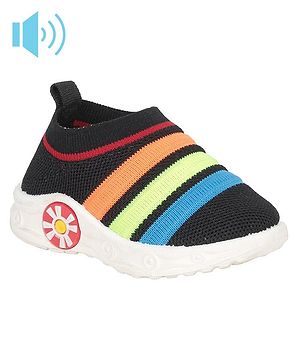 Lil Lollipop Striped Slip On Musical Shoes - Black