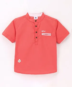 TONYBOY Half Sleeves Brand Name Embroidered Shirt - Peach