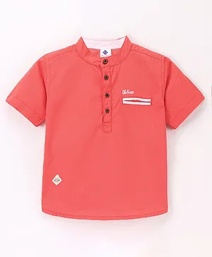TONYBOY Half Sleeves Brand Name Embroidered Shirt - Peach