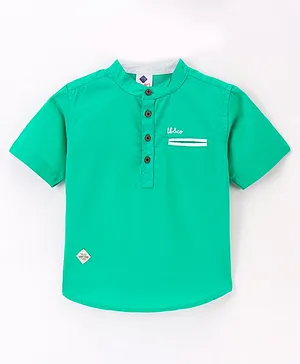 TONYBOY Half Sleeves Brand Name Embroidered Shirt - Green