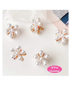 Puchku Pearl Claw Mini Hair Accessories Flower Pins White - 12 pieces
