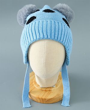 Babyhug Woollen Cap With Pom Pom Design - Blue