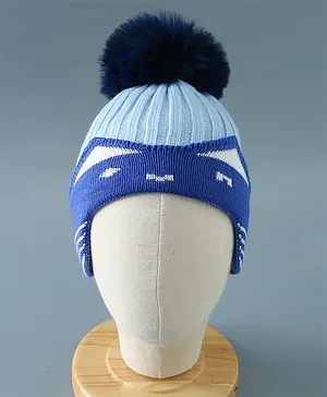 Babyhug  Pom Pom Acrylic Woollen Cap Small Size - Blue