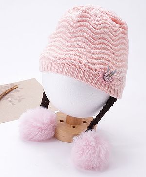 Babyhug Woollen Cap Chevron Design Small Size - Pink