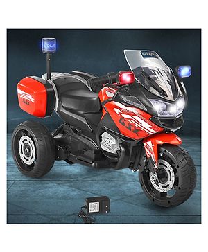 Babyhug Battery Operated Three Wheel Ride on Bike  Red | With Music & Lights| Pre-loaded Music with USB & AUX| Easy to Assemble| Comfortable Seat| Easy to Operate| Rechargeable Battery