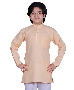 JOLEY POLEY Full Sleeves Solid Cotton Kurta - Fawn