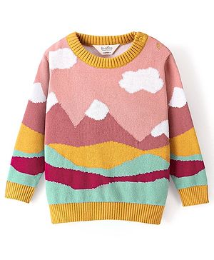 Bonfino 100% Cotton Knit Full Sleeves Sweater Outdoor Design- Pink