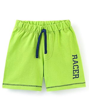 Babyhug Cotton Jersey Knit Mid Thigh Length Shorts Text Print- Lime