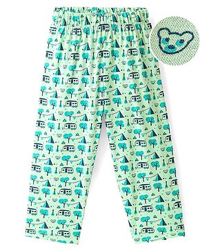 Babyhug Cotton Knit Pyjama Trees Printed - Light Green