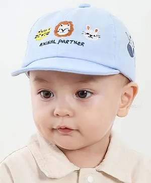 Ziory Animal Partner Patch Embroidered Beanie Cap - Blue