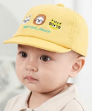 Ziory Animal Partner Patch Embroidered Beanie Cap - Yellow