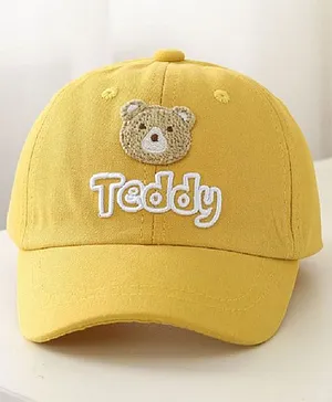 Ziory Teddy Embroidered Beanie Cap - Yellow