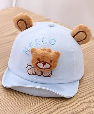 Ziory Hello Teddy Embroidered Beanie Cap - Blue