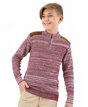 Primo Gino 100% Cotton Knit Full Sleeves Sweater -Burgundy