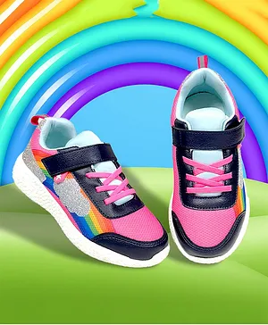 KazarMax Shimmery Rainbow Designed Sneakers - Pink