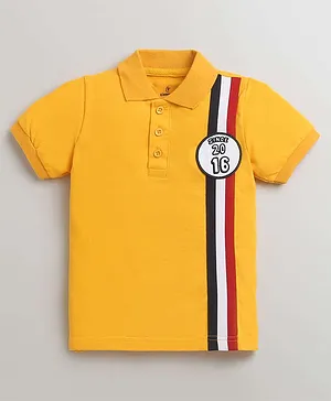 Kiddopanti Half Sleeves Since 2016 Patch Embroidered Side Taped Polo Tee - Yellow