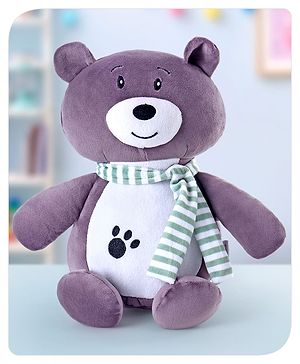 Babyhug Bear With Scarf Soft Toy Purple - Height 33 cm