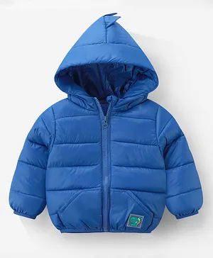 Kookie Kids Full Sleeves Padded Hooded Winter Jacket Solid Coloured - Blue