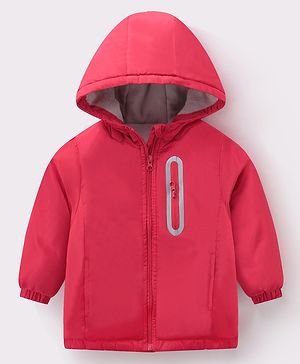 Kookie Kids Full Sleeves Hooded Jacket Solid Color - Red