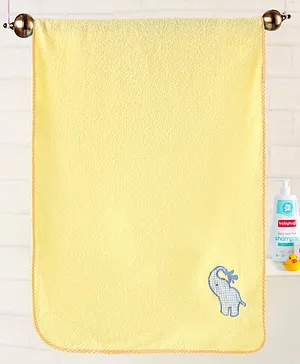 Babyhug Elephant Patch Embroidered Towel without Hood - Yellow
