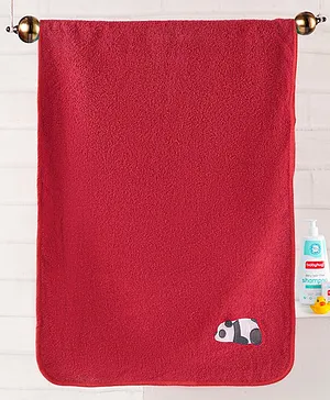 Babyhug Panda Patch Embroidered Towel without Hood - Red