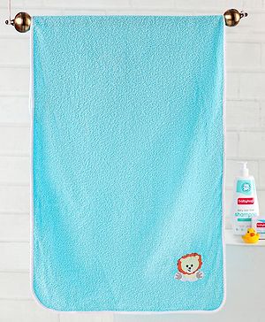 Babyhug Lion Patch Embroidered Towel without Hood - Aqua Blue