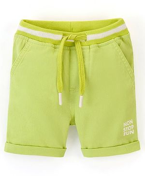 Babyhug Cotton Spandex Mid Thigh Length Shorts Text Print- Lime Green