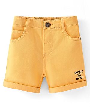 Babyhug Twill Woven Mid Thigh Shorts Text Print - Yellow