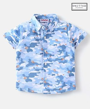 Babyhug 100% Cotton Half Sleeves Shirt Camo & Tiger Print- Blue