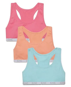 Charm n Cherish Pack Of 3 Solid Sports Bras - Multi Colour