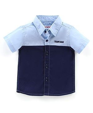 Babyhug 100% Cotton Half Sleeves Regular Collar Cut & Sew Solid Shirt - Navy Blue