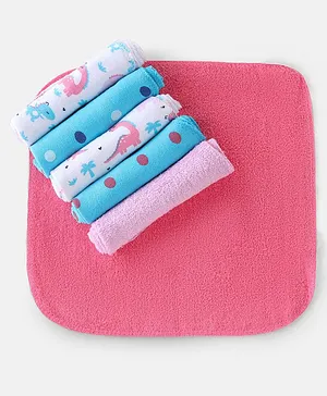 Babyhug Knit Terry Hand and Face Towels Pack of 6 - Multicolour