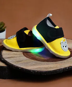 Chiu Teddy Patch Appliqued Comfortable LED Booties - Yellow & Black