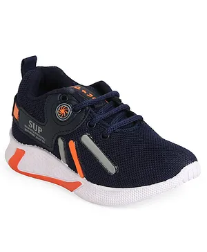 Chiu Black Laced Up Patch Detailed Sports Shoes - Navy Blue