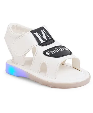 Chiu Hollow Out Designed Velcro Closure LED Booties - White