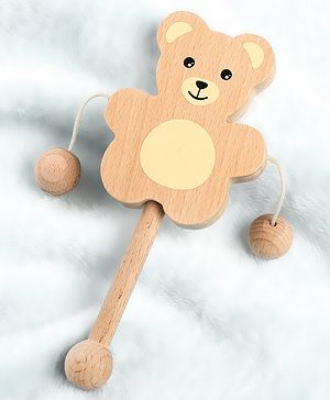 Babyhug Montessori  Wooden Baby Rattle Toy - Beige