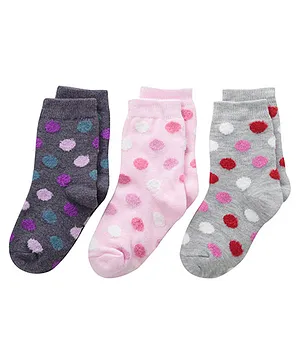 Footprints Organic Cotton And Bamboo Socks Dots Design Pack Of 3 - Grey Pink