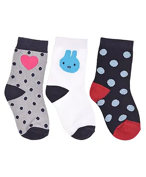 Footprints Organic Cotton And Bamboo Socks Dots Design Pack Of 3 - Grey White Blue
