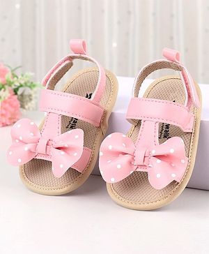 Cute Walk by Babyhug Velcro Closure Booties with Bow - Pink