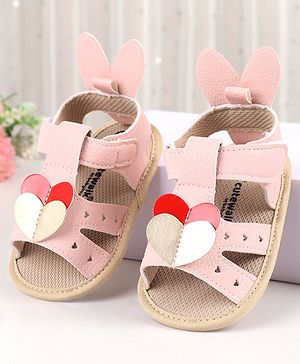 Cute Walk by Babyhug Booties with Velcro Closure - Pink