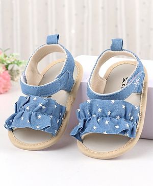 Cute Walk by Babyhug Booties with Velcro Closure & Stars Design - Blue