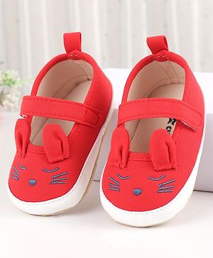 Cute Walk by Babyhug Booties Buuny Design with Velcro Closure - Red