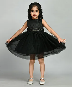 ADRA KIDS Sleeveless Shimmer Embellished Glitter Belt Detail  Party Dress - Black