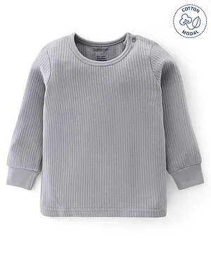 Babyoye Cotton Modal Full Sleeves Solid Thermal Vest - Grey