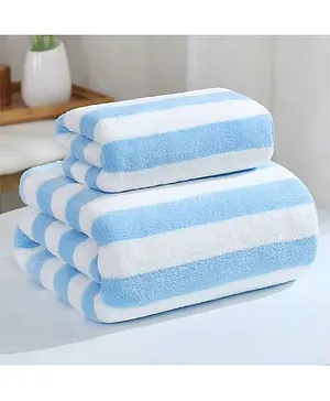 Jars Collections 100% Microfiber  Super Soft Striped Baby Bath Towel and Hand Towel - Blue