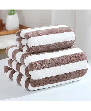 Jars Collections 100% Microfiber  Super Soft Striped Baby Bath Towel and Hand Towel - Brown