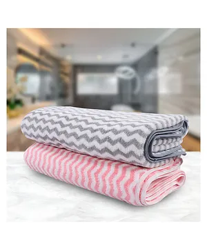 Jars Collections 100% Microfiber  Super Soft Zigzag Stripe  Baby Bath Towel Pack of 2  Multicolor