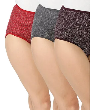 Bella Mama 100% Cotton Knit High Coverage Panties Set Pack Of 3 Dot Circle Print (Colour May Vary)