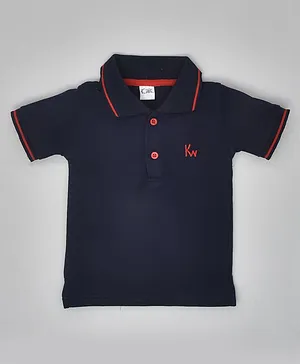 Kiwi 100% Cotton Half Sleeves Solid Polo Tee - Blue